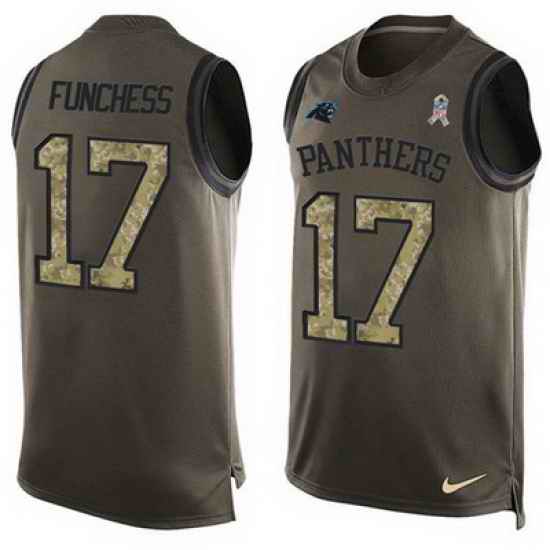 Nike Panthers #17 Devin Funchess Green Mens Stitched NFL Limited Salute To Service Tank Top Jersey
